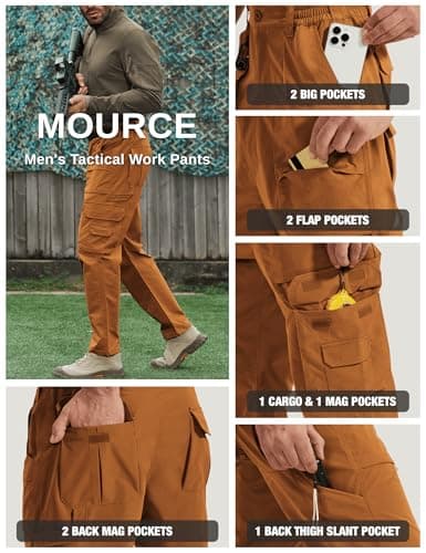 MOURCE Tactical Pants for Men Quick Dry Ripstop Cargo Pants Water Resistant Breathable Outdoor Pants with 9 Pockets view 5