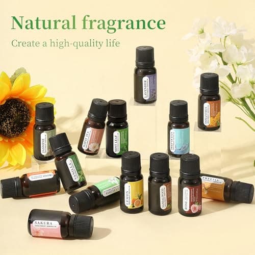 Gihen Essential Oils Set, 12 Scents, 10 ML Bottles, Lavender, Lemon, Rose, Jasmine, Vanilla, Sandalwood and More, for Humidifiers, Diffusers, Aromatherapy view 2