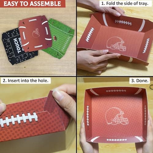 LyhongParty 48PCS Superbowl Party Decorations,5lb Large Serving Boats for Football Party Decorations, Football Paper Food Trays, Superbowl Party Supplies view 7