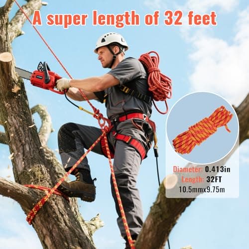 Keepark 10.5mm 1/2 Inch Static Climbing Rope - 32FT to 150FT - 9000lbs Arborist Tree Rope, Heavy Duty Rappelling Rope for Adults & Kids Rock Climbing, Fire Rescue, Escape, Caving, Sailing & Swing view 4