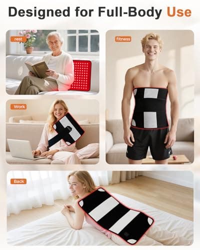 Ziptly Red Light Therapy for Body, Large 24" x 12" Infrared Light Therapy Mat with Timer, 660nm 850nm Red Light Pad with 3 Modes & 5 Brightness Levels, Wearable, Ideal Gift for Women&Men(24"x12") view 2