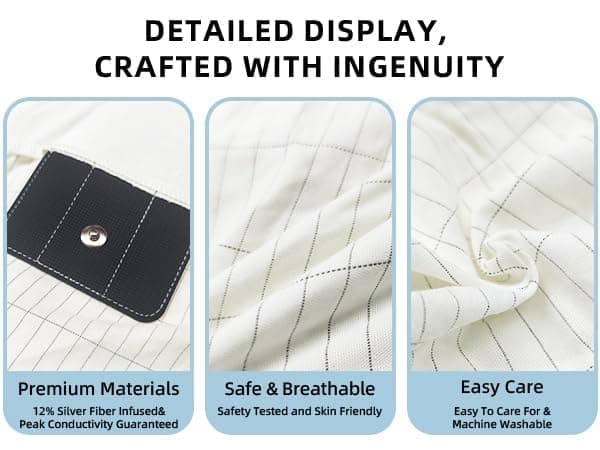 Grounding Sheets King with 88% Organic Cotton & 12% Silver Fiber, Grounding Sheets King Size, Conductive Earthing Sheet for Better Sleep, Stress Relief (75.2"x 80"x 15" White) view 3