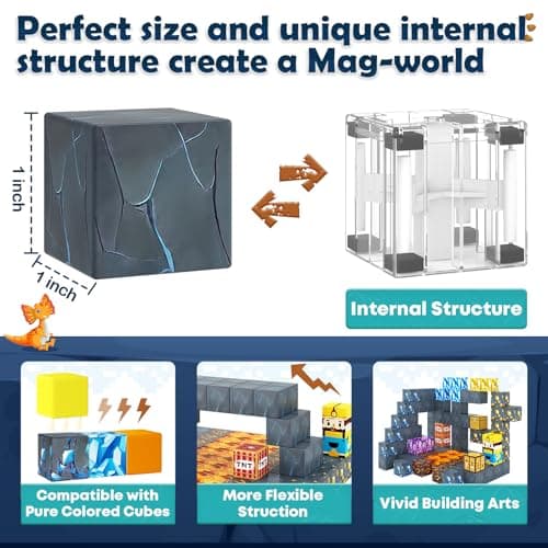 100PCS Magnetic Blocks-Build Mine Magnet World Jurassic Sword Dinosaur Toys Building Blocks for Boys Girls Ages 3-5 5-7, Classroom Must Haves Stem Education Sensory Kids Toys Christmas Birthday Gifts view 4