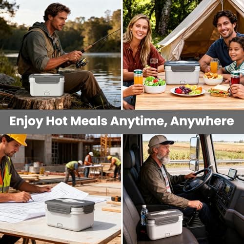 Herrfilk Cordless Electric Lunch Box for Adults, 1.8L/61oz Rechargeable Portable Food Warmer, 4in1 Ultra Quick Heated Lunch Box Food Heater for Travel/Car/Out Work, New Year White Elephant Gifts view 5