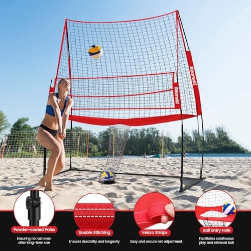 Bearwill Volleyball Training Equipment, Volleyball Practice Net System Update Freely Adjustable, Portable Volleyball Net for Backyard Indoor Outdoor Hitting Serving Passing Practice view 4