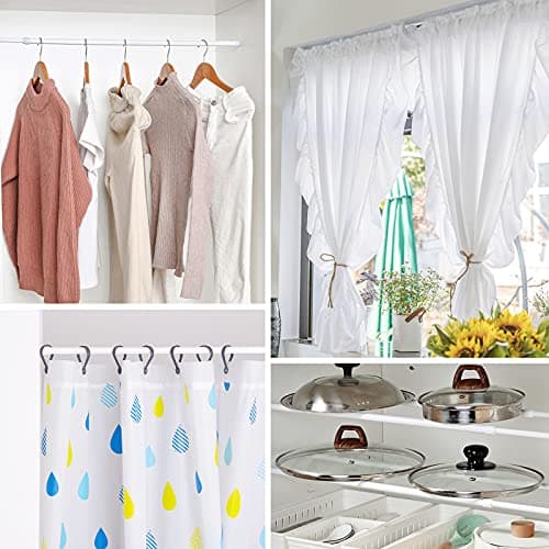 Upgrade Tension Rod, OEH Tension Rods, No Drilling Rustproof Tension curtain rod, Spring Adjustable Tension Rods for Window, Bathroom, Closet, Kitchen, Doorway, 0.9" Diameter (28"to 48"-2PCS) view 3