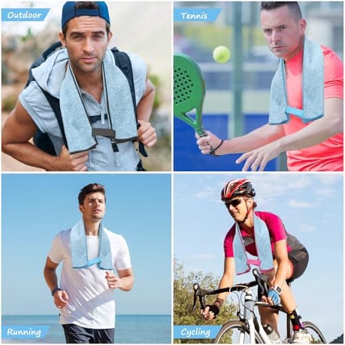 KISS QUEEN 6 Pack Sweat Towels for Men Women Working Out Lightweight Quick-Dry Microfiber Gym Towel for Running Fitness Yoga Tennis Riding Hiking Exercise Fishing(6 Pack(Blue)) view 7