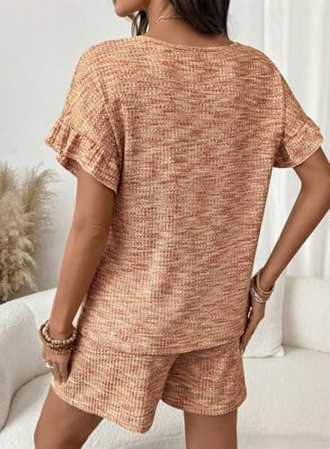 Dokotoo Women's 2 Piece Short Sleeve Outfits Casual Summer Shorts Set Lounge Matching Sets with Pockets view 4