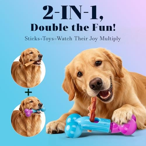 Apasiri Bully Stick Holder for Medium/Large Dogs - Anti-Choking, Prevents Swallowed Ends - Nylon Dog Chew Toy - Dishwasher Safe, Pink view 4