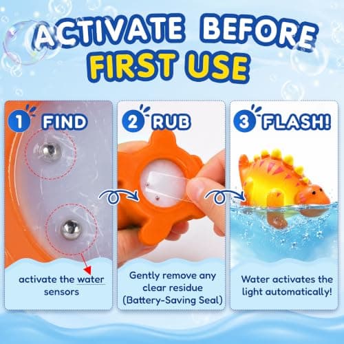 Light Up Dinosaur Bath Toys Baby Toddler Kids Halloween Goodie Bag Stuffers view 2