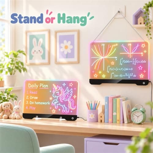 WELLOKB LED Drawing Board for Kids, 13.8''×10'' Reusable LED Writing Board view 6