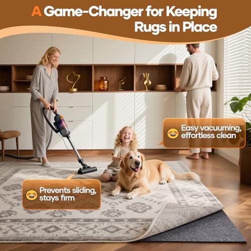 Veken Non Slip Cushioned Rug Pad Gripper 10 x 14 Ft, Felt and Silicone Backing, 1/4 inch Thick Carpet Liner for Hardwood Floors and Finishes, Under Area Rugs Anti Skid Mat, Keep Rugs Safe and in Place view 2