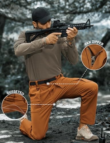 MOURCE Tactical Pants for Men Quick Dry Ripstop Cargo Pants Water Resistant Breathable Outdoor Pants with 9 Pockets view 3