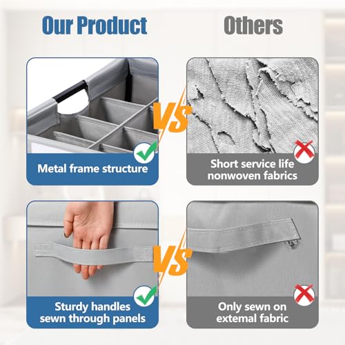 HOUSE AGAIN Shoe Organizer for Closet, Foldable Shoe Storage Organizer Box with Wheels and Adjustable Dividers, Sturdy Metal Frame Fits up to 16-32 Pairs, Large Shoes Storage with Clear Cover view 6