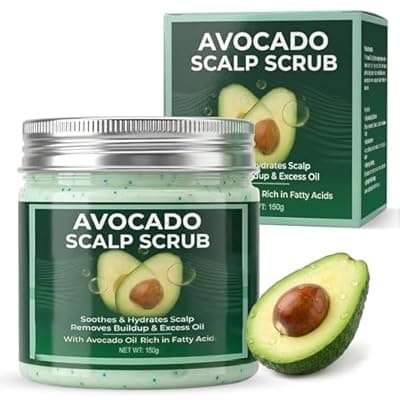 Avocado Oil Scalp Scrub - Deep Exfoliating Care for Dry, Itchy & Flaky Scalp - Natural Physical Exfoliant with Pumice, Aloe Vera & Peppermint - Vegan, 5.29 oz