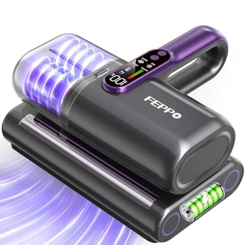 FEPPO Cordless Mattress Vacuum Cleaner, 18Kpa Bed Vacuum with 253.7nm UV-C Light & Ultrasonic Technology, Handheld Vacuums with Dust Sensor & LED Display, 52800 Times/Min High Frequency Tapping view 1