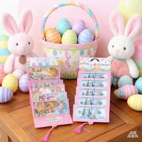 Easter Money Holder with Bunny - 10 Slot Cash Envelope Card for Easter, Birthday, Graduation | Creative Gift for Teens, Kids, Adults, Men & Women (Pink, 1Pcs) view 4