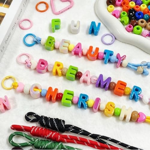 Embemirala 199PCS 20mm Chunky Bubble Letter Beads Kit with 6mm Large Hole | 4 Full A-Z and 10 AEIOU Mixed Colorful Acrylic Alphabet Beads for Paracord,DIY Bracelets,Bag Charms and Keychains view 3