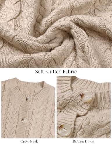 VIMPUNEC Fall Cardigan Sweaters for Women Casual Cable Knit Button Down Jackets Long Sleeve Open Front Outwear Coats view 5
