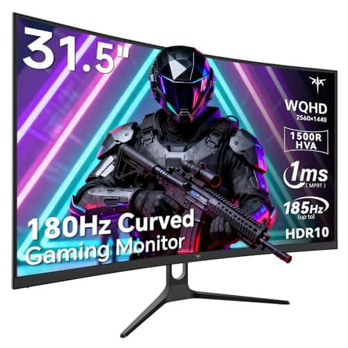 KTC 32 Inch Curved Gaming Monitor, 2K 180Hz Computer Monitor, Up to 185Hz, QHD 1500R PC Monitor 1ms with Adaptive Sync, DisplayPort/HDMI/USB, VESA Wall Mount, Tilt Adjustable, H32S5 — image 1