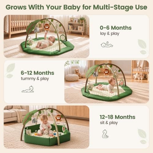 TinyThirve Baby Gym Play Mat, 4-in-1 Washable Tummy Time Mat & Ball Pit view 4
