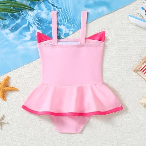YWFSHOP Baby Girl Swimsuit Infant Swimwear Toddler Girls One Piece Color Block Ruffle Bow Summer Beach Tankini Bathing Suit view 2