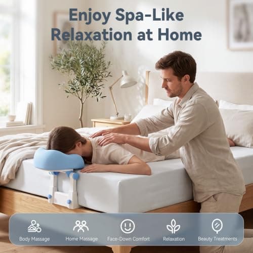 Massage Headrest for Bed, Portable Massage Head Holder, Adjustable U-Shaped Face Cradle with Silicone Cushion, Foldable Support, Face Down Pillow for Home Massage, Spa, Facial Care & Lash Extension view 3