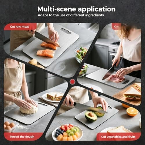Titanium Cutting Board Set of 3,Pure Titanium Cutting Boards for Kitchen | Dishwasher Safe Double Sided Non Toxic Cutting Board, Ideal Charcuterie & Chopping for Meat, Hygiene Durable（XL+L+M) view 5