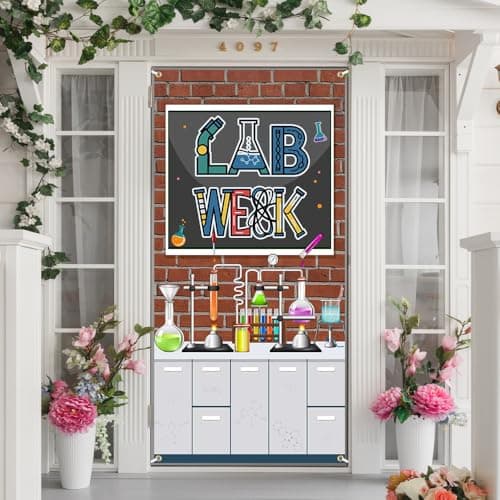 Wollmix Lab Week Door Decorations Cover Banner – 72.8 x 35.4 Inch Thank You for All You Do Sign for Laboratory Workers We Appreciate You Outdoor Porch Party Supplies Easy Hanging Props view 3