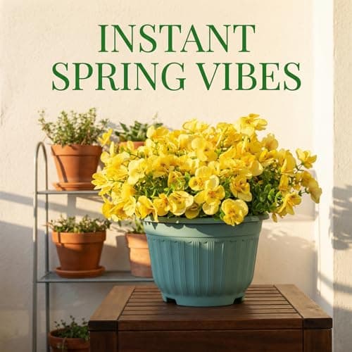 trytuny Artificial Flowers for Outdoor, Realistic Faux Plants for Outside Indoor Porch Patio Window Box Planter Home Decor (12pcs -Yellow) view 5