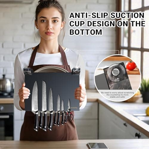 Nanbone Black Magnetic Knife Block Stand Without Knives Black Double Sided Magnetic Knife Holder Rack for Kitchen Counter Stainless Steel Knife Magnetic Strip Display Stand Storage Organizer view 6