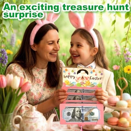 Easter Money Envelope for Cash with 10 Slots, Bunny Card for Easter, Birthday, Graduation, Party Gifts | Creative Cash Envelope for Men, Women, Boys, Girls, Teens, Adults (Pink, 1Pcs) view 6