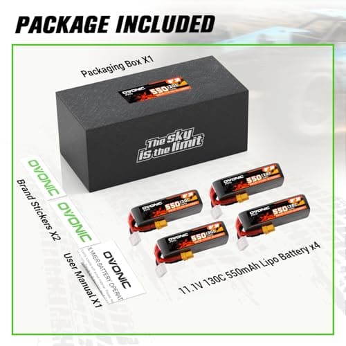 OVONIC 550mAh 11.1V 3S Lipo Battery 130C Soft Case with XT30 Connector for RC Cars, Trucks, Planes, Drones – 4 Pack view 3