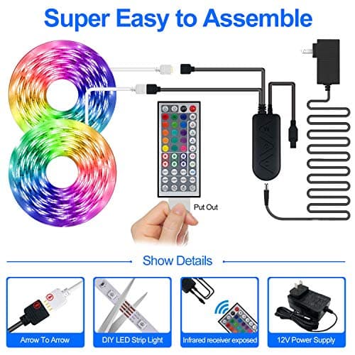 APSPOW LED Strip Lights - 65.6FT Music Sync Color Changing with Remote, Bluetooth, 5050 LED Strip Lights for Bedroom, Home Party and Decoration view 6