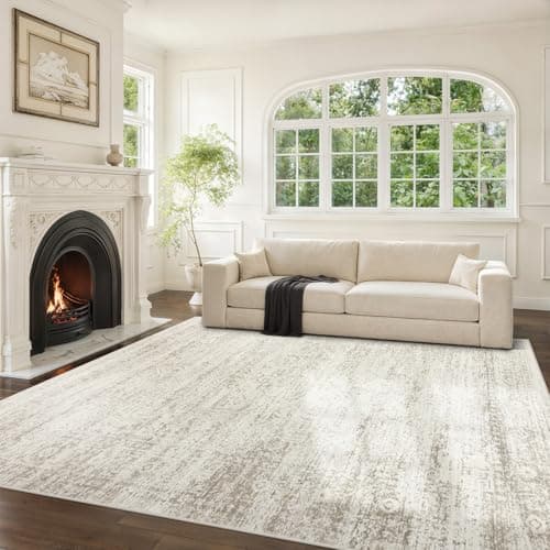 Srugn Washable Rugs 9x12 Area Rugs for Living Room,Rugs for Bedroom, Large Carpets,Ultra Soft Faux Wool Retro Dining Room Rug,Non Slip&Non-Shedding Low Pile Vintage Print Rug Indoor for Home Office view 2