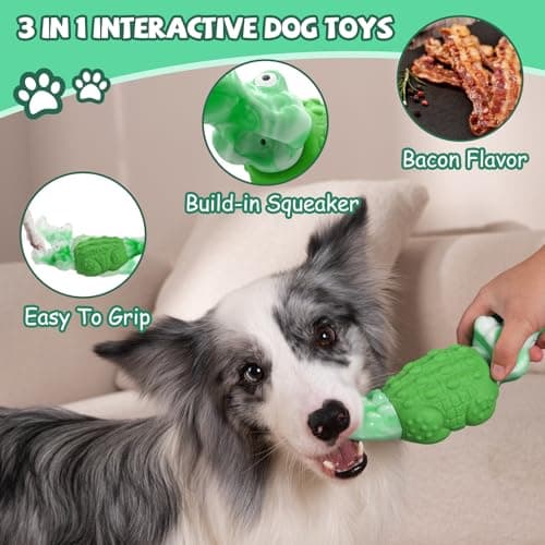 WinTour Tough Dog Toys for Large Dogs, Indestructible Dog Toy for Aggressive Chewers with Squeaky, Durable Chew Toys to Keep Them Busy for Medium and Large Breeds, Interactive Heavy Duty Bones view 4