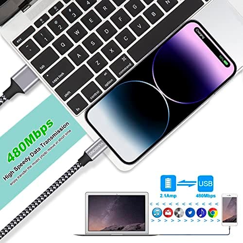 YUNSONG iPhone Charger [MFi Certified], 3Pack 6FT Nylon Braided Lightning Cable Fast Charging High Speed Data Sync USB Cord Compatible with iPhone 14 13 12 11 Pro Max XS XR X 8 7 6S 6 Plus SE view 6