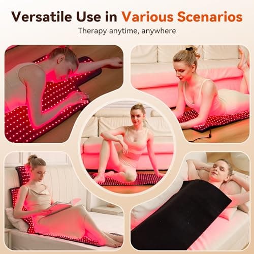 Extra Large Red Light Therapy Mat, High-Density LEDs Full Body Red Light Therapy, 660nm & 850nm Dual Wavelengths, Foldable Red Light Therapy Blanket with Timer, 65" x 20" view 5