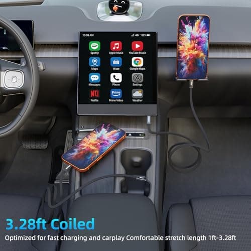 KEDESO Magnetic Coiled USB C to USB C Cable [240W Max Fast Charging] Compatible with iPhone 16 17 Pro Max, 3.3ft Flat Braided Tangle-Free Type C Charger Cord for Car CarPlay, Android Auto, Samsung S25 view 3