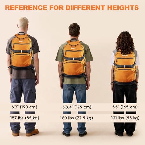 Seektop 40L Foldable Hiking Backpack for Women Men Lightweight Packable Travel Backpack Carry on Flight Approved for Outdoor Camping Sport Leisure (Orange) view 6