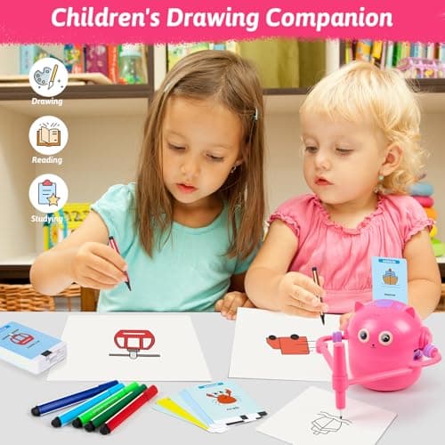 TREEFIA Drawing Robot for Kids, Drawing Robot for Kids 6 7 8 9 10 11 12 Year Old, Doodle Bot Toy with 100 Word Cards & 16 Color Pens for Girls and Boys view 5