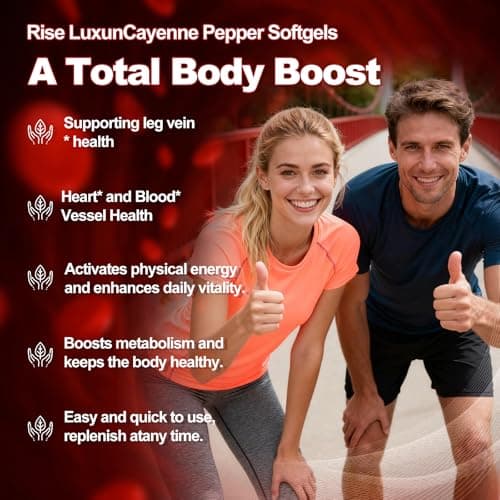 RiseLuxun 12-in-1 Cayenne Pepper Capsules Supplement*, 5000mg Per Serving Containing | Vitamin D3 K2+E & Extracts of Grape Seed, Hawthorn, Beetroot, Berberine Other Extracts view 6