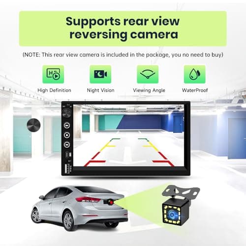 Pyniro Double Din Car Radio with Wireless CarPlay & Android Auto 7 Inch | Radio with Bluetooth 5.0, 720P BackupCamera with 6M Cable, Support USB Type-C Charging/USB/Microphone/FM/EQ/SWC view 5