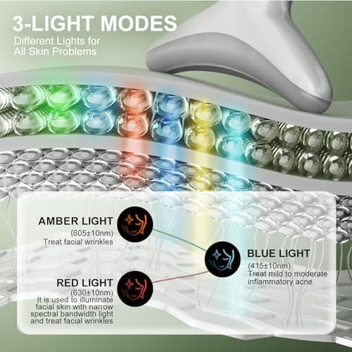 Red Light Therapy for Face, LED Face Massager Tool with Vibraion, Porable Facial Massager for Skin Care at Home, Wrinkle Reducer Face Sculpting Tool，Micro-current Facial Beauty Device(Model AM-810W) view 2