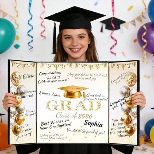 Black and Gold Graduation Party Decorations Class of 2026 - Extra Large 22" x 14" Graduation Guest Book to Sign Signature Board for Graduation Gifts Congrats Grad Party Favors Supplies Decor Keepsake view 5