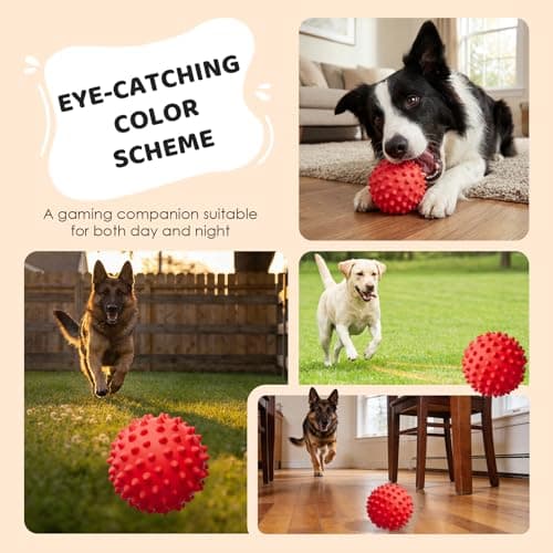Apasiri Beef-Flavored Durable Dog Ball for Aggressive Chewers, Tough Squeaky Rubber Toy for Pitbulls Large & Medium Breeds view 5
