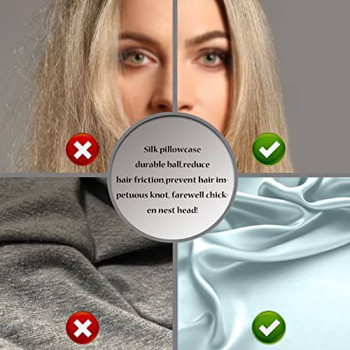 Mulberry Silk Pillowcase for Hair and Skin Standard Size 20"X 26" Pillow Case with Hidden Zipper Soft Breathable Smooth Cooling Silk Pillow Covers for Sleeping (Haze Blue,Standard,1Pcs) view 5