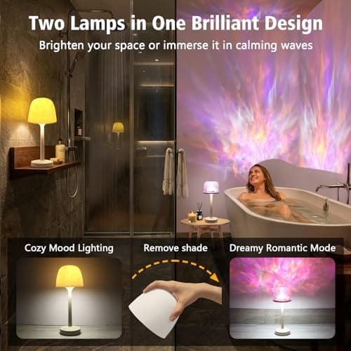seenlast Waterproof Spa-Like Shower Lamp,16 Color Ocean Wave Projector Night Light for Inside Shower,Rechargeable Shower Light with Touch & Remote Control for Room Decor,Gifts for Women, Couples view 5