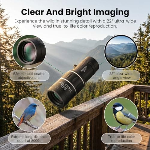 16X52 Monocular for Adults High Power BAK4 Prism Bird Watching view 5