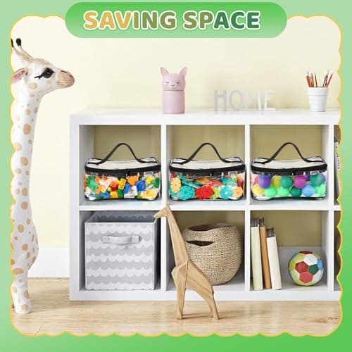 6 Packs Clear Toy Storage Bags, PVC Waterproof Toy Organizer with Zip Reusable Bags for Building Blocks, Board Game, Puzzles view 5